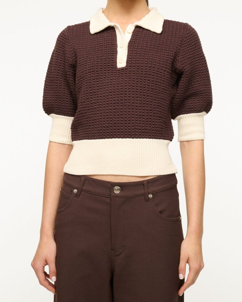 Staud Altea Sweater Dark Chocolate Ivory