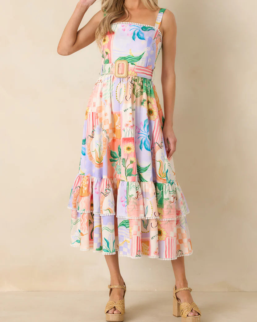 Prosperina Cassandra Dress | Peach Multi Floral