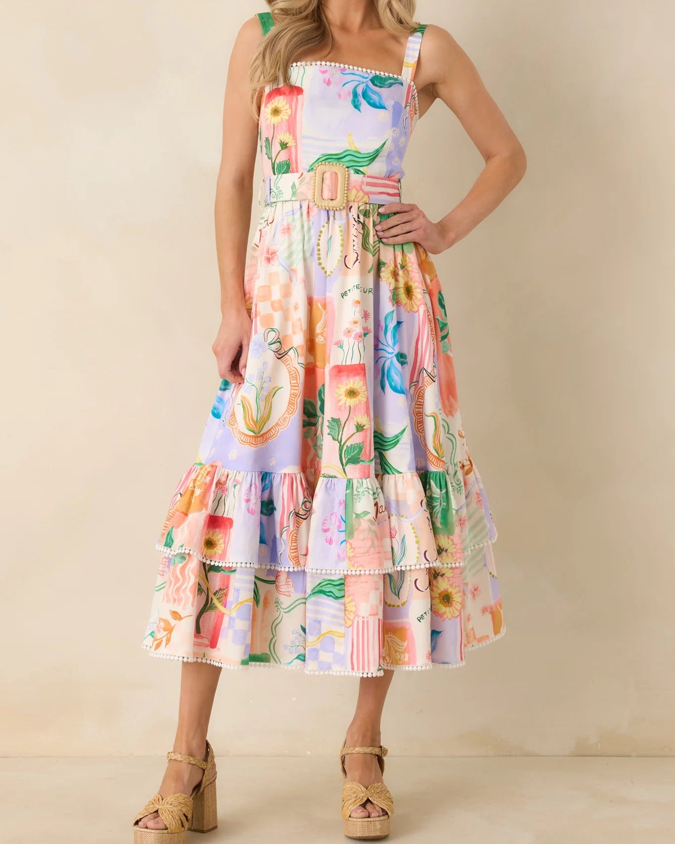 Prosperina Cassandra Dress | Peach Multi Floral