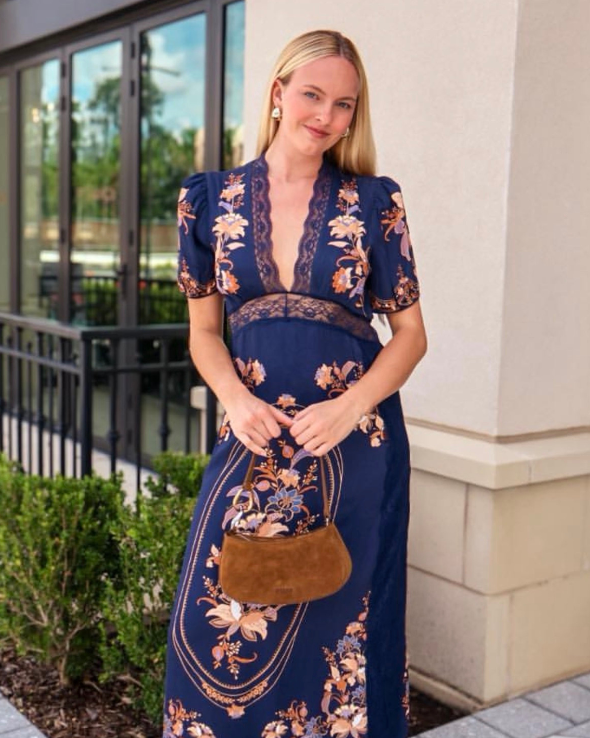 Farm Rio Lara Lace Puff Sleeve Maxi Dress