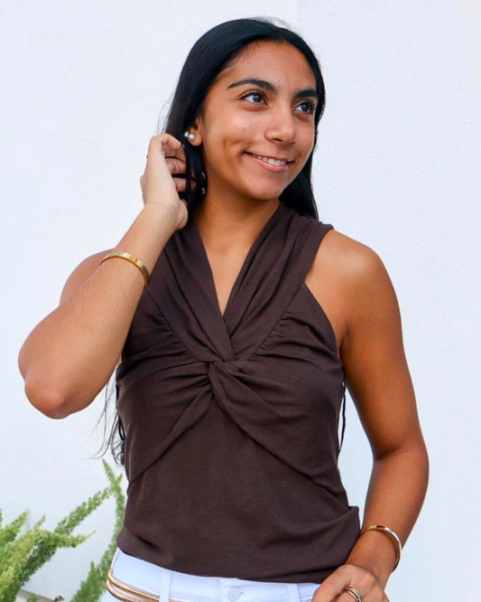Nation Anais Halter Tank | Cocoa
