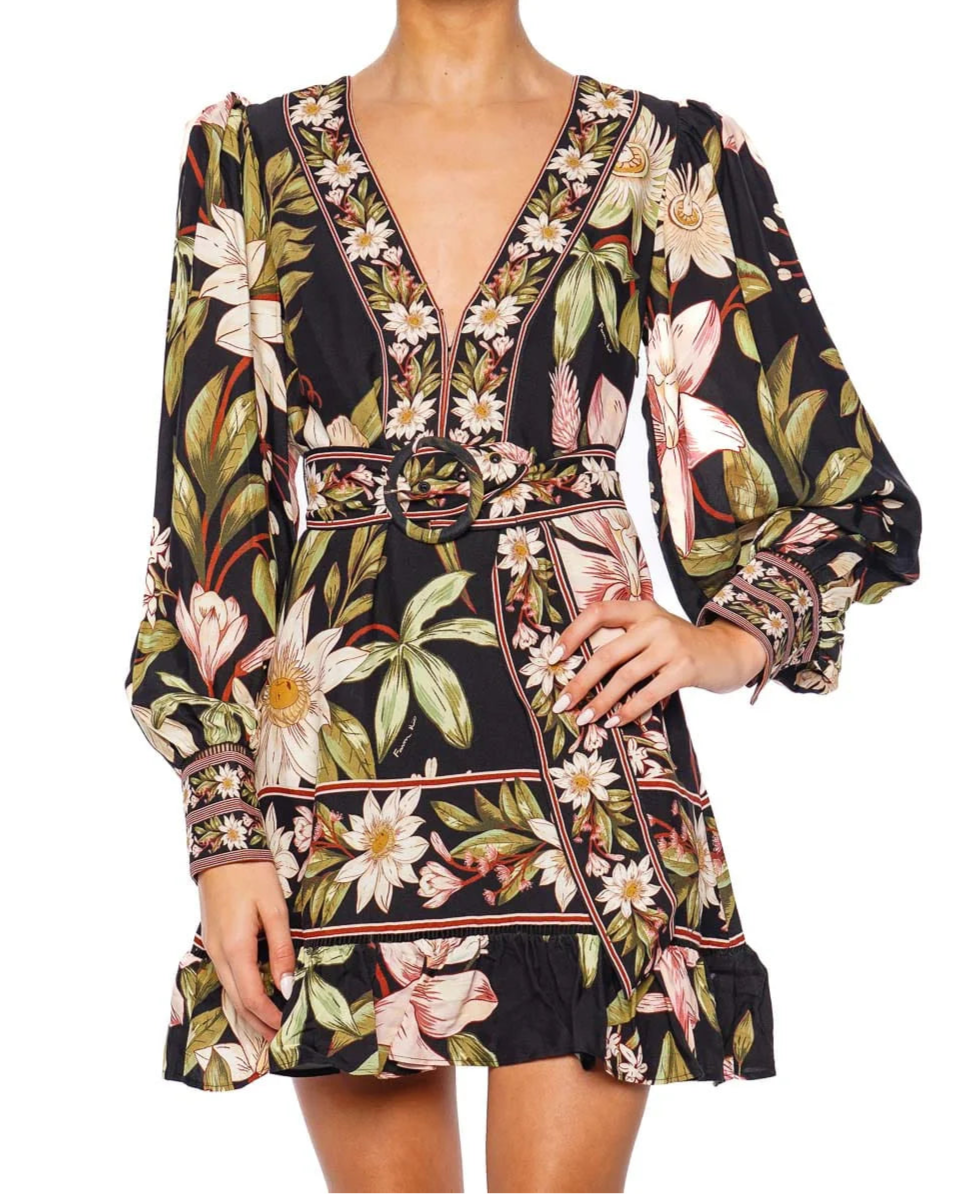 Farm Rio Surreal Flowers Long Sleeve Mini Dress