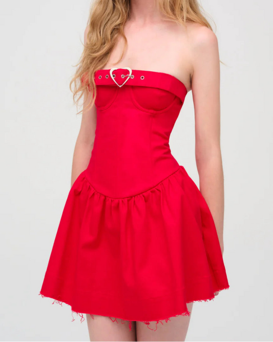 For Love & Lemons Lipstick Denim Mini Dress