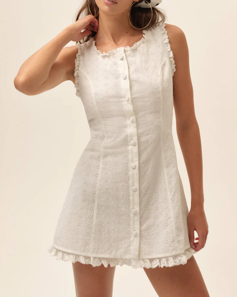 For Love & Lemons Susie Eyelet Mini Dress