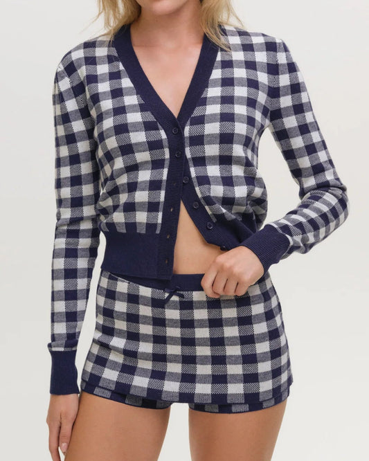 For Love & Lemons Gingham Knit Cardigan