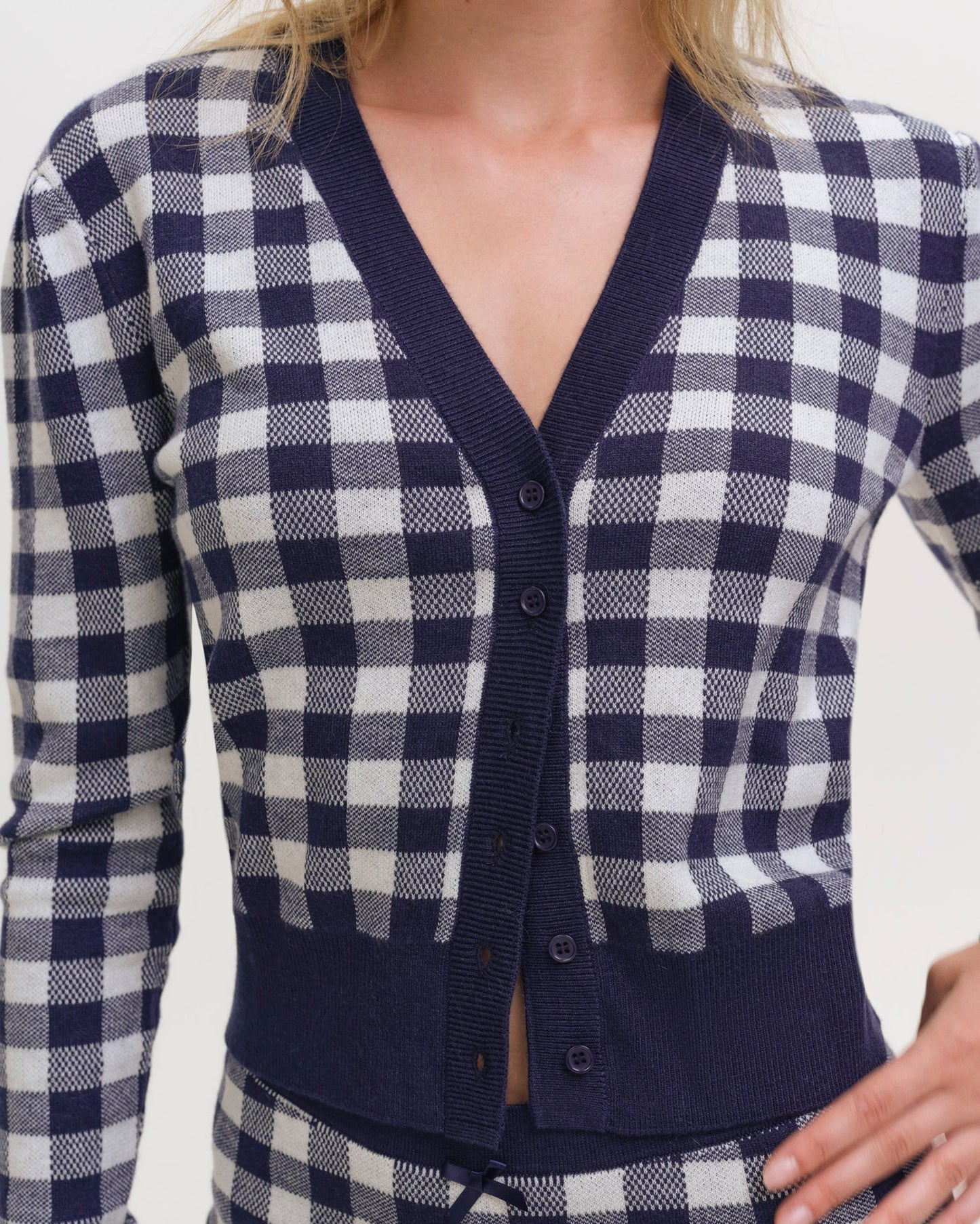 For Love & Lemons Gingham Knit Cardigan