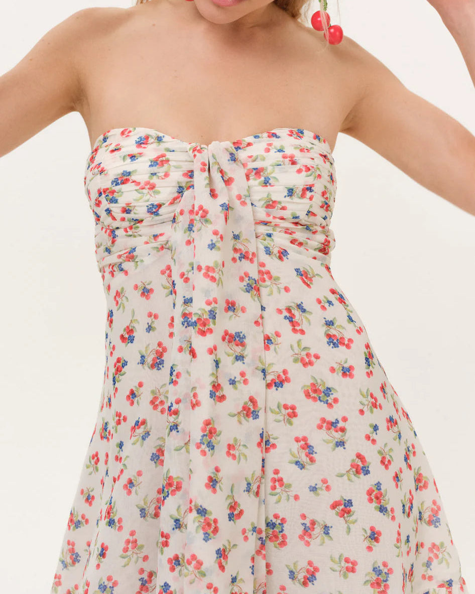 For Love & Lemons Teagan Mini Dress | Cream/Red