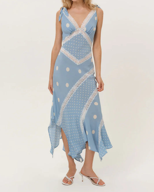 For Love & Lemons Stormie Dot Midi Dress
