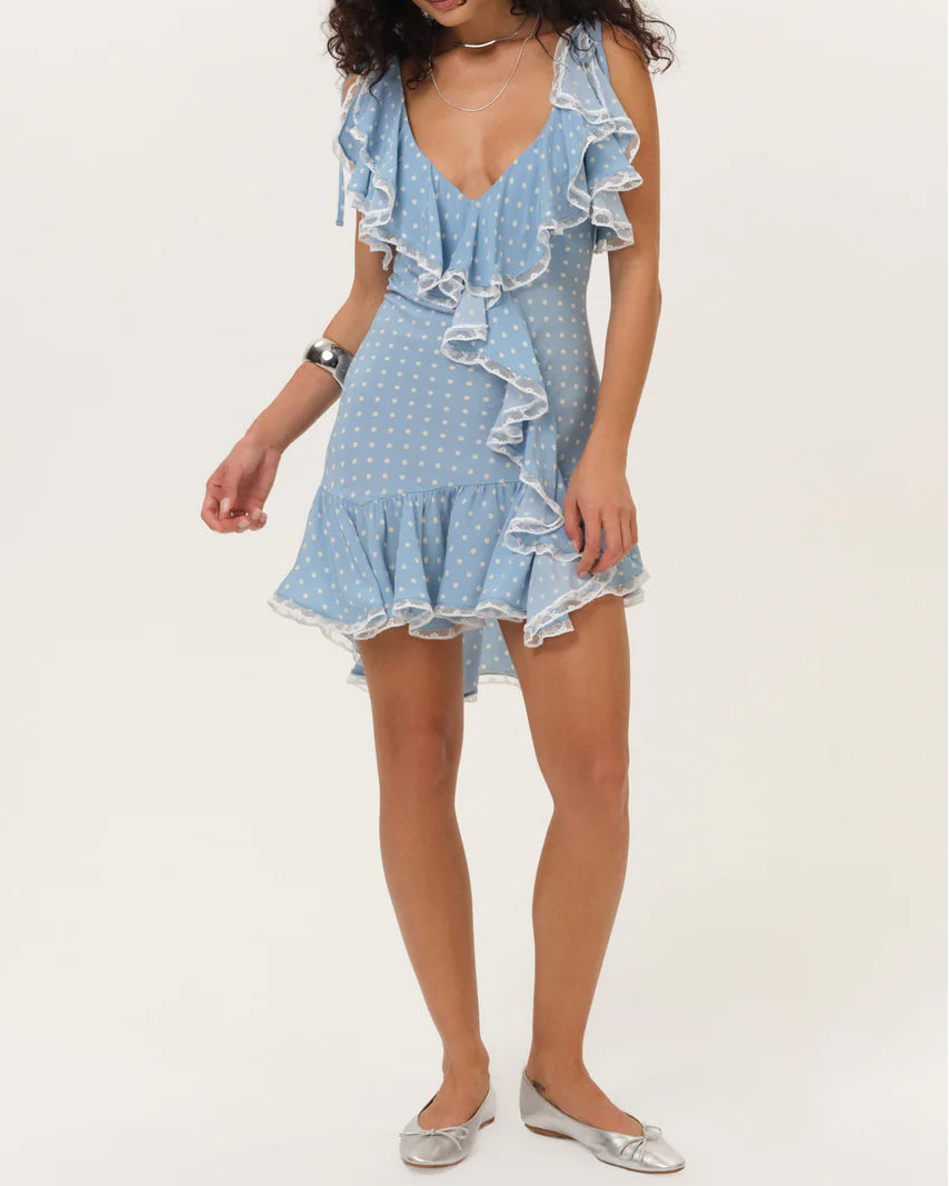 For Love & Lemons Stormie Dot Mini Dress