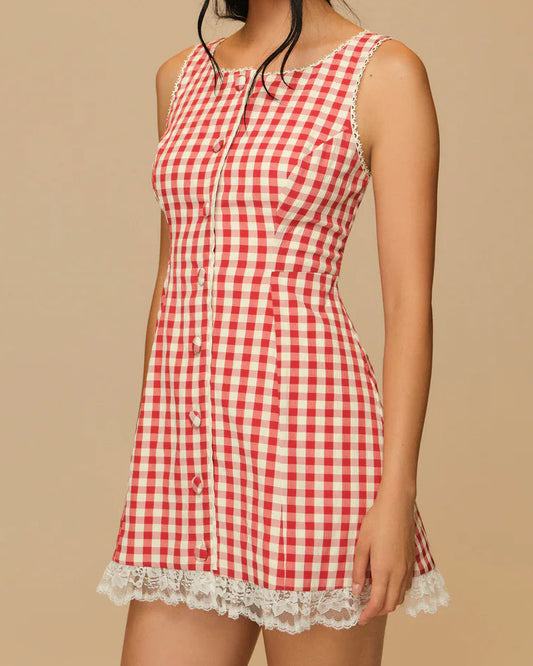 For Love & Lemons Venus Mini Dress | Red Gingham