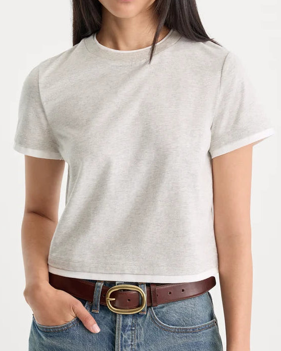 Good American Layered Tee | Vintage Grey