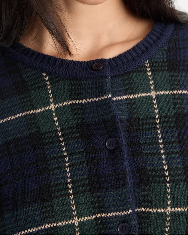 Good American Jacquard Cardigan | Forest Plaid