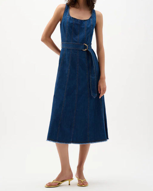 Joseph Ribkoff Denim Fit & Flare Midi Dress