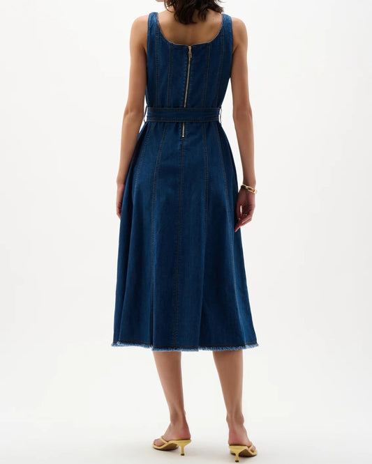 Joseph Ribkoff Denim Fit & Flare Midi Dress