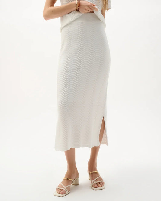 Joseph Ribkoff Textured Viscose Sweater Knit Pencil Skirt | Vanilla