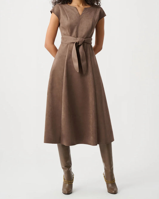 Joseph Ribkoff Scuba Suede Dress | Mink