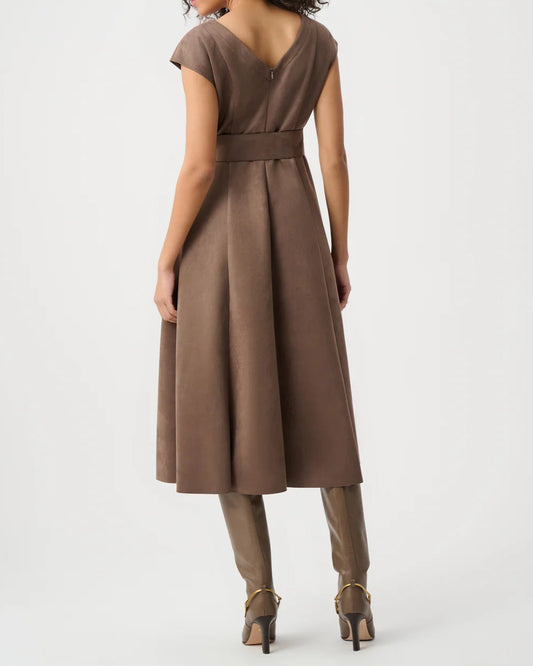 Joseph Ribkoff Scuba Suede Dress | Mink