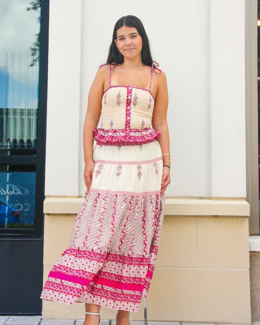 Love the Label Augusta Top | Jaqueline Print Pink