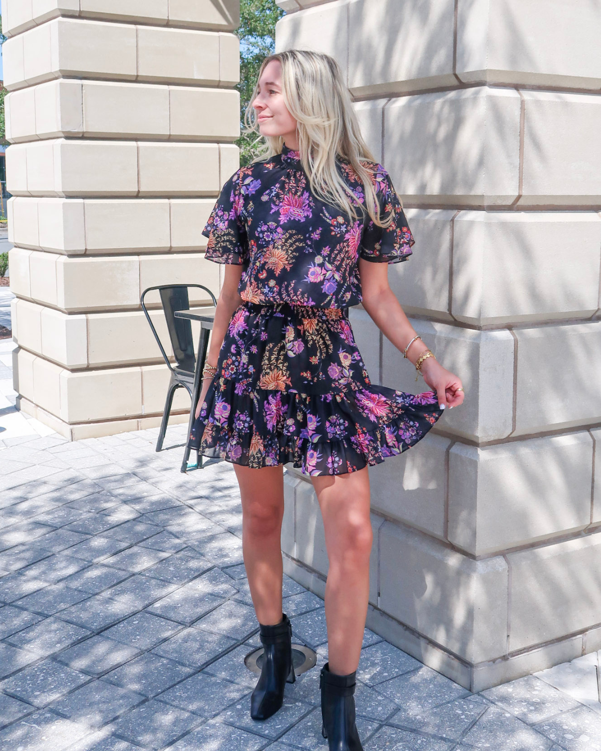 Misa Saffie Mini Dress | Dusted Cluster Chiffon