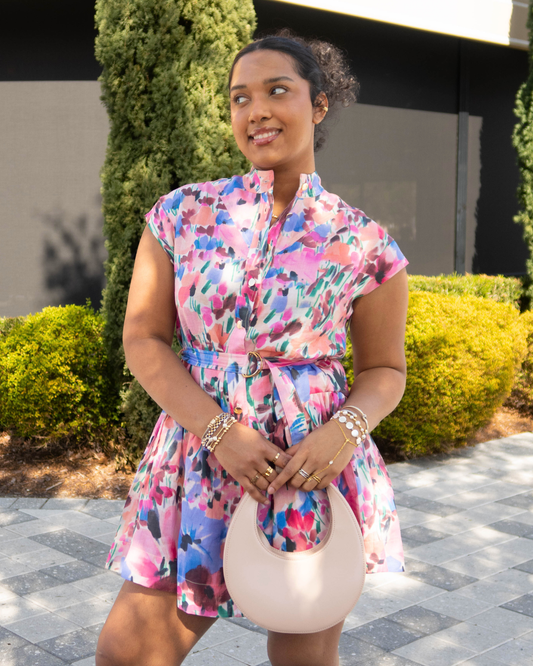 Karina Grimaldi Zellie Print Mini Dress | Flora Fiesta