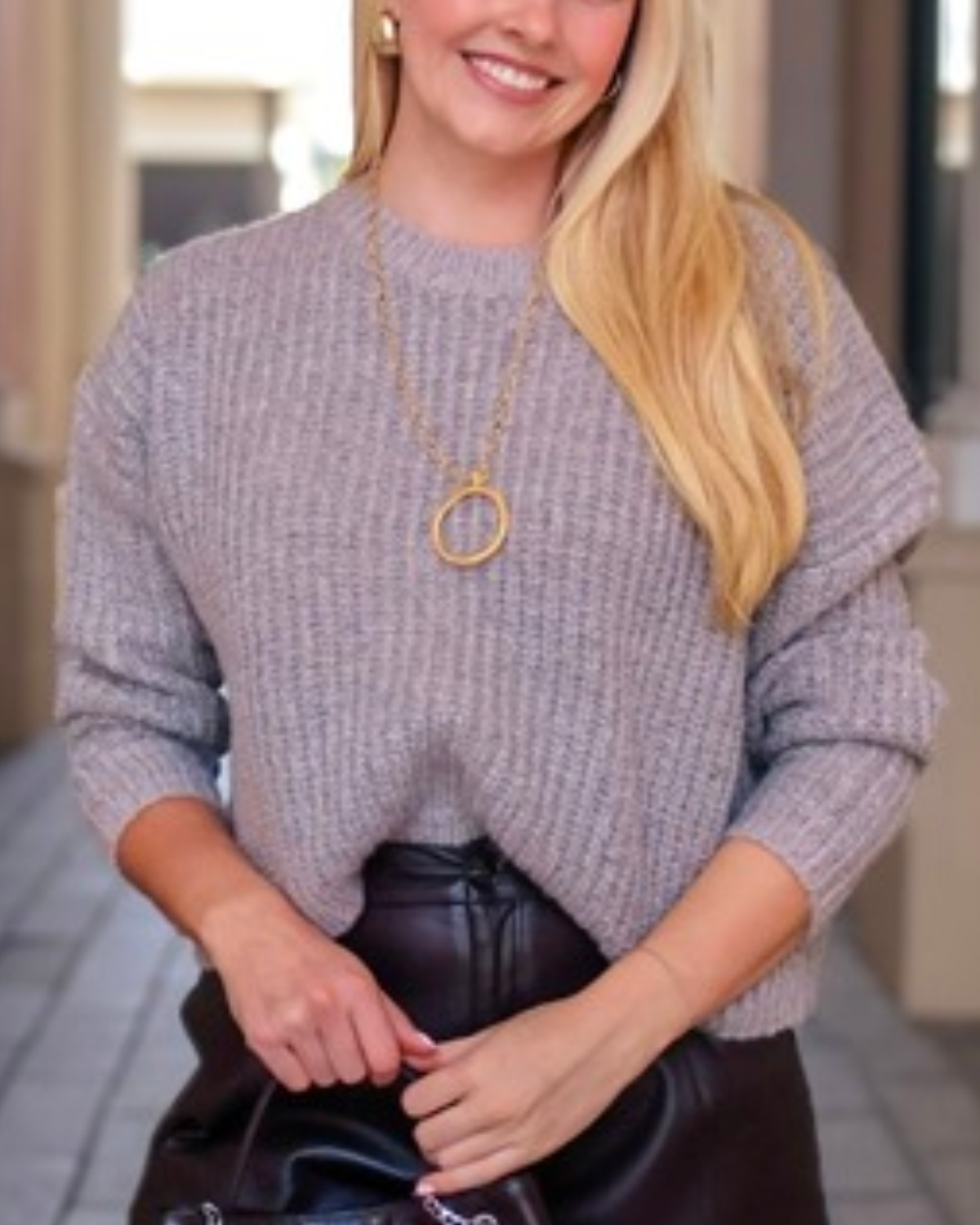 Self Contrast Taupe Sweater