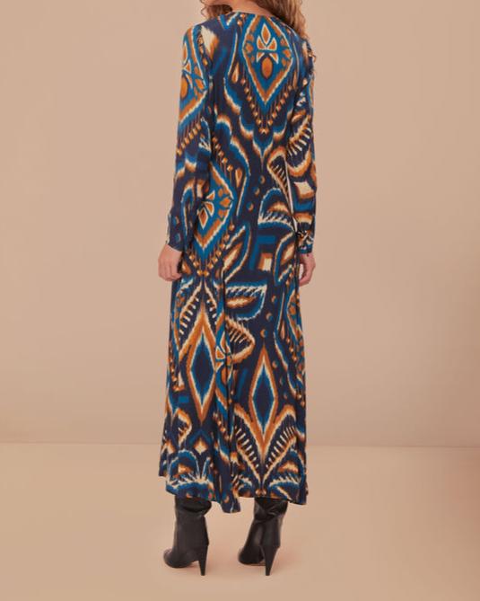 farm rio pineapple ikat blue maxi dress Blue Pineapple Ikat Maxi Dress FARM Rio