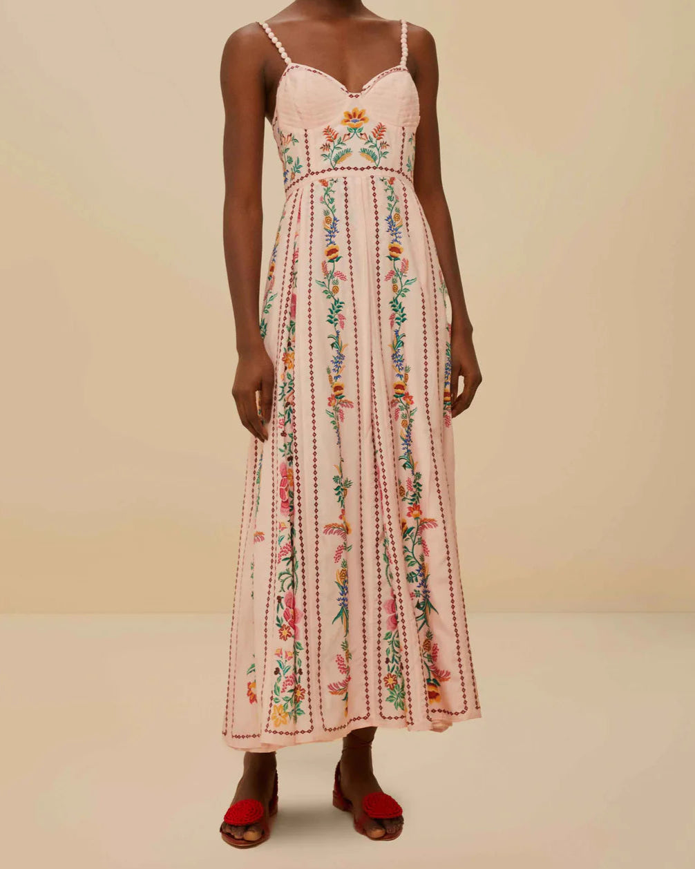 Farm Rio Delicate Forest Pink Maxi Dress