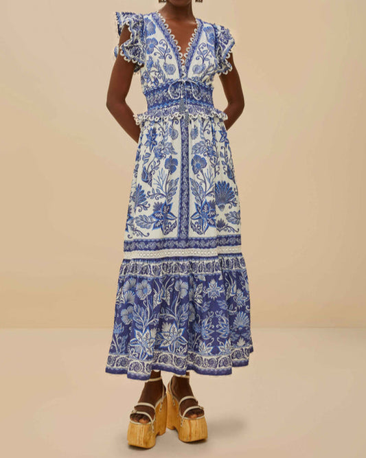 Farm Rio Off-White Shell Garden Maxi Dress