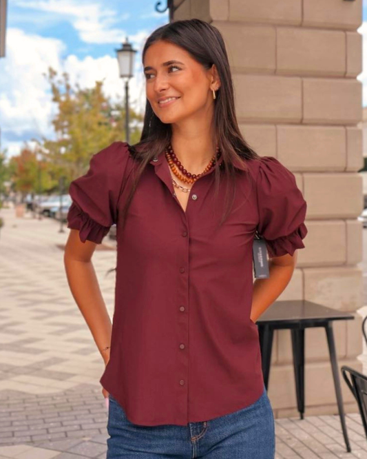 Liverpool Snap Front Knit Shirt | Dark Oxblood