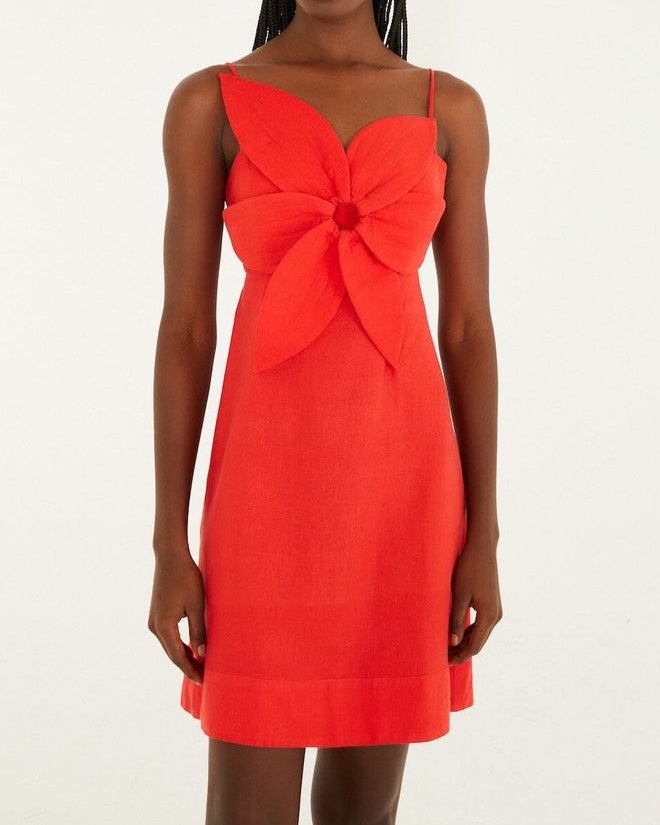 Farm Rio Red 3D Flower Mini Dress