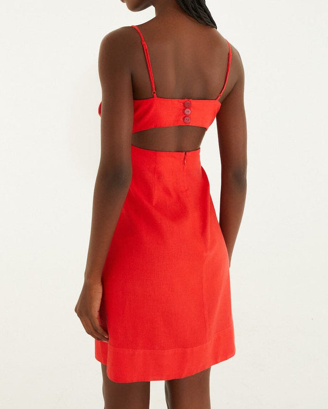 Farm Rio Red 3D Flower Mini Dress