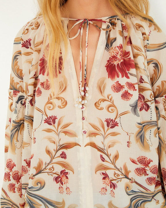 Farm Rio Royal Garden Tassels Blouse
