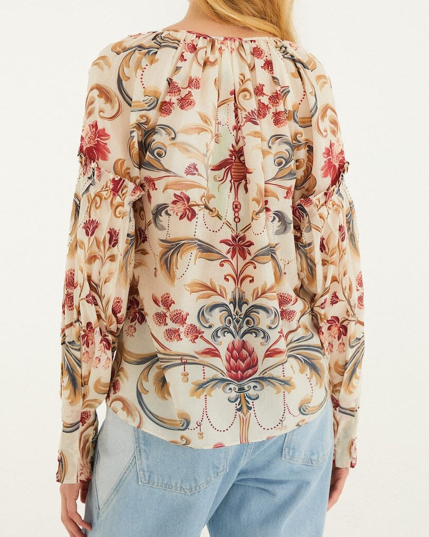 Farm Rio Royal Garden Tassels Blouse