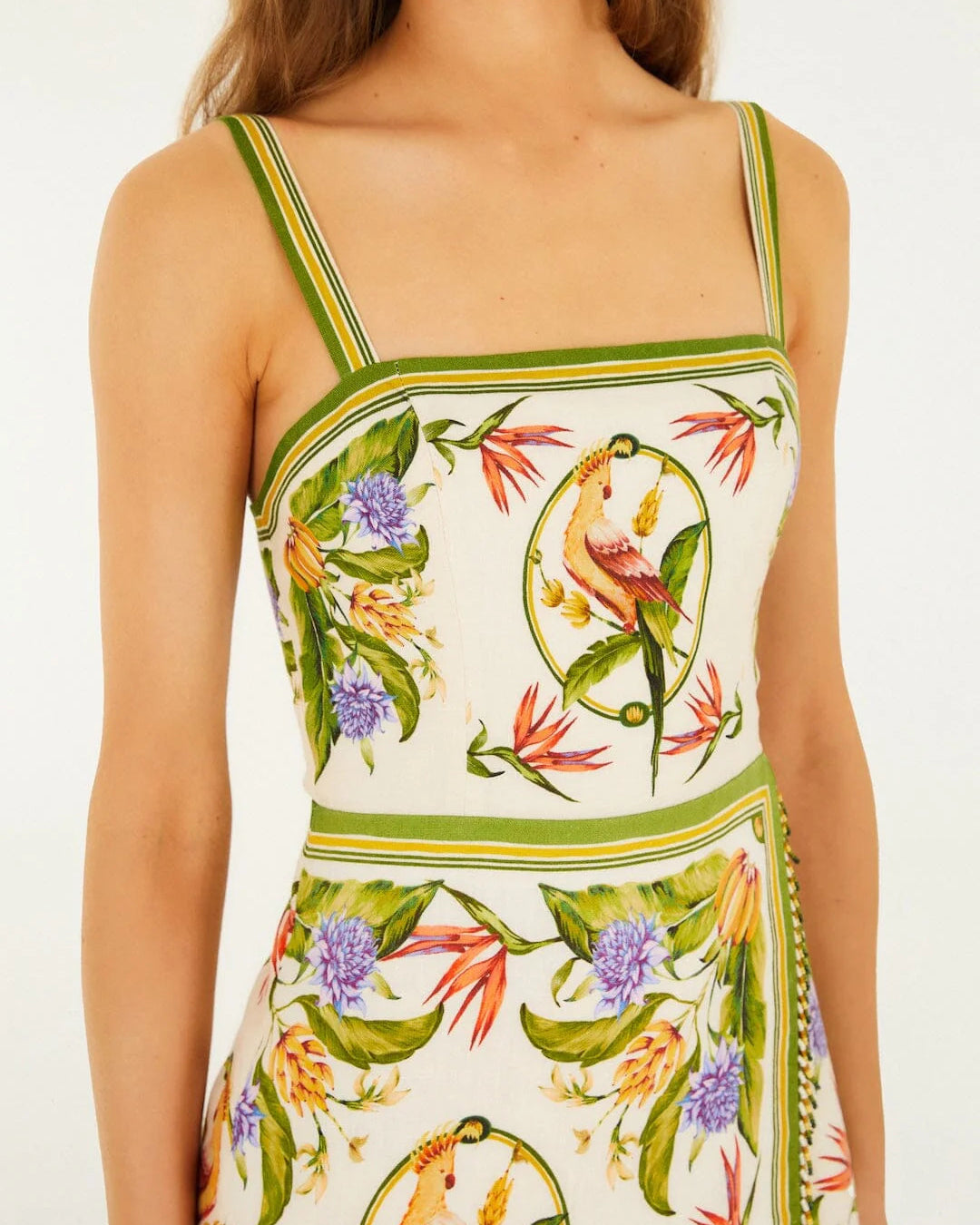 Farm Rio Sand Tropical Scarf Linen Sleeveless Mini Dress