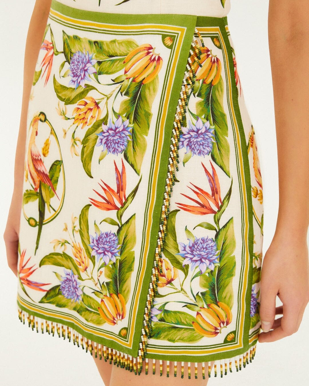 Farm Rio Sand Tropical Scarf Linen Sleeveless Mini Dress