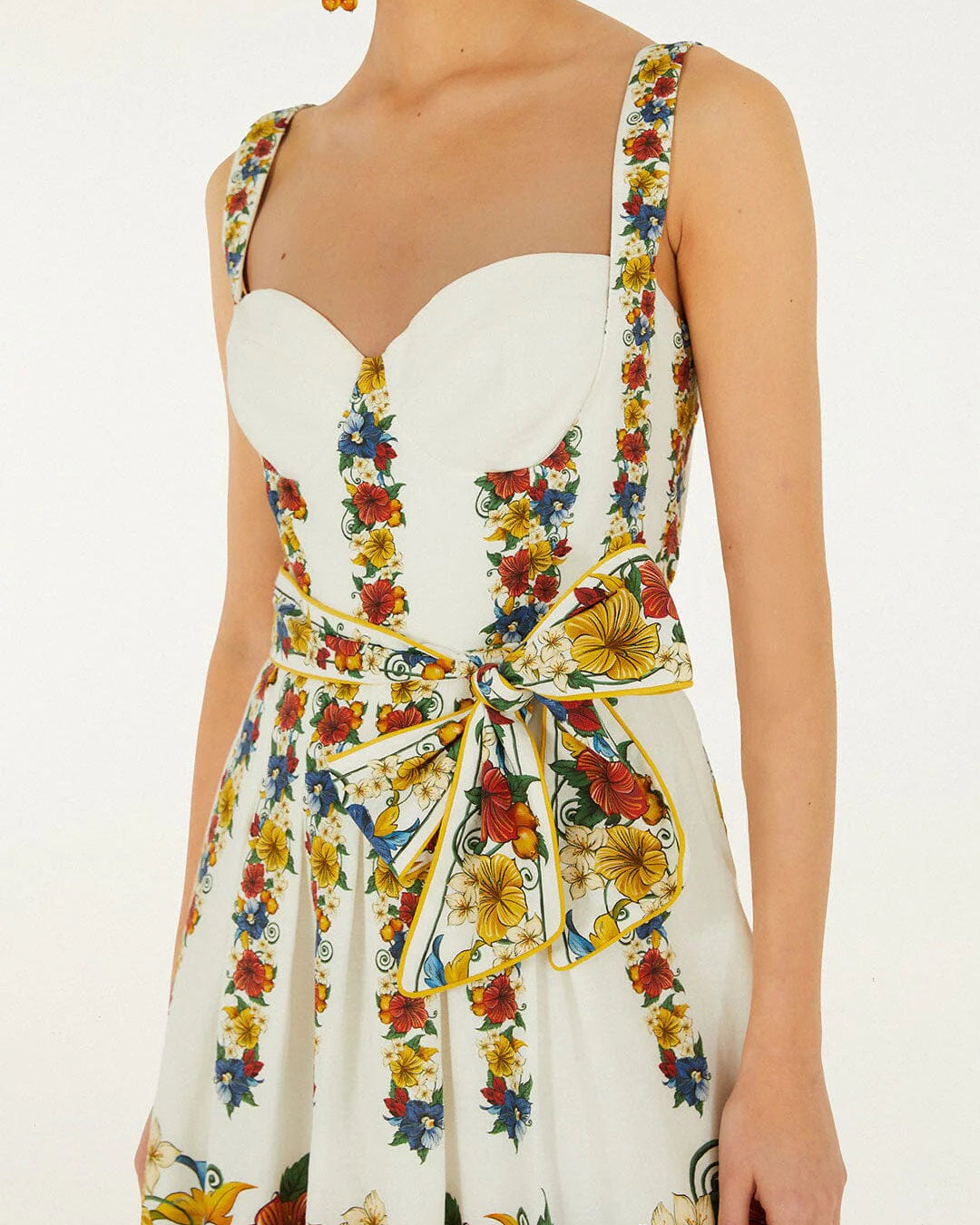 Farm Rio Off-White Tropi Belted Mini Dress