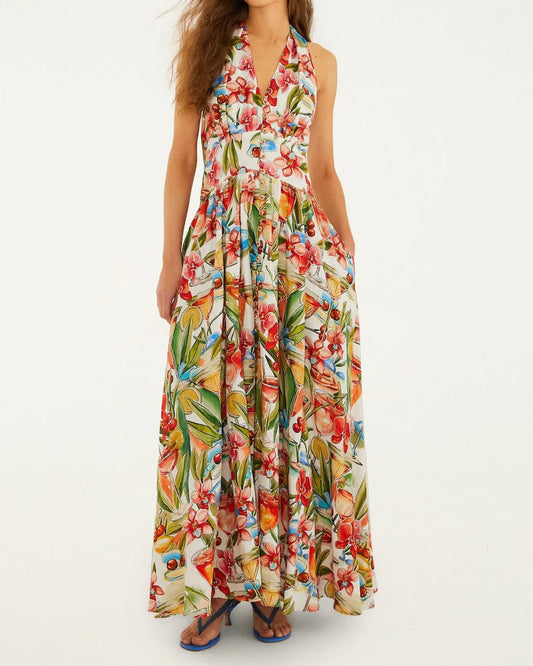 Farm Rio Off-White Cocktail Maxi Dress