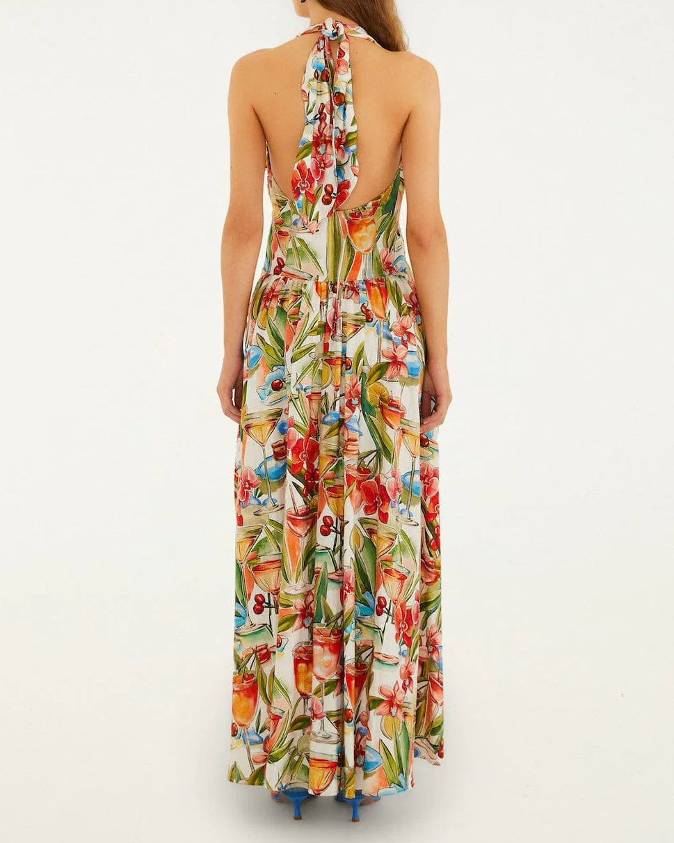 Farm Rio Off-White Cocktail Maxi Dress