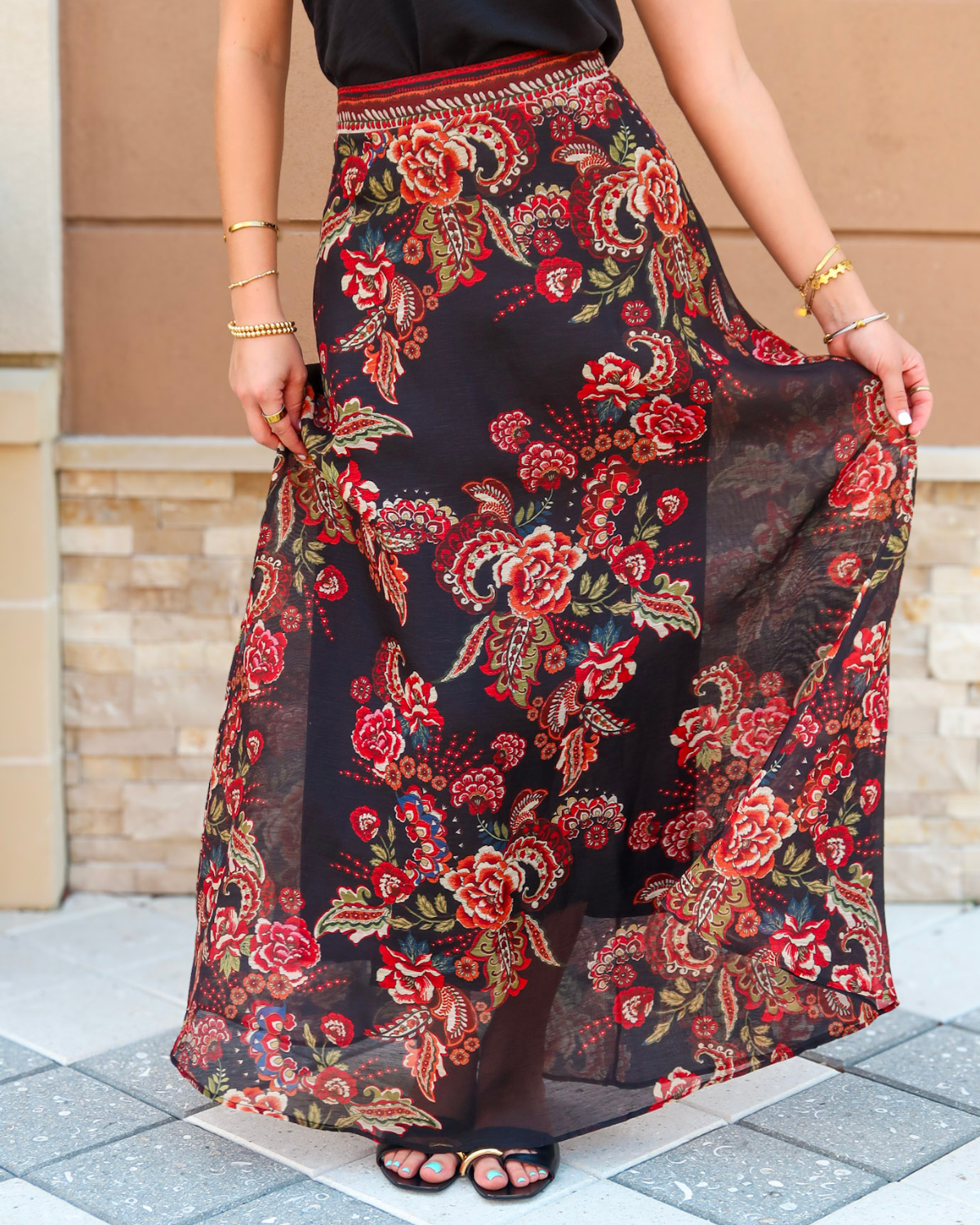 Hale Bob Flower Maxi Skirt