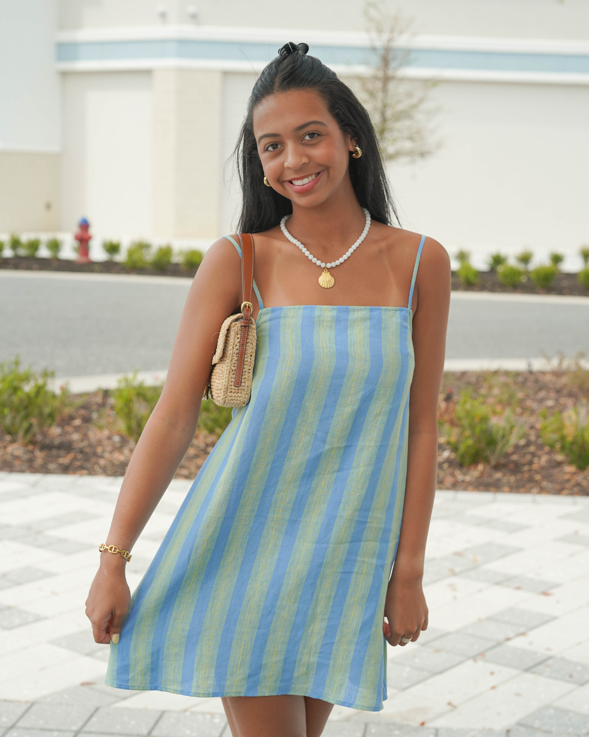 Staud Laura Linen Mini Dress | Seaport Stripe