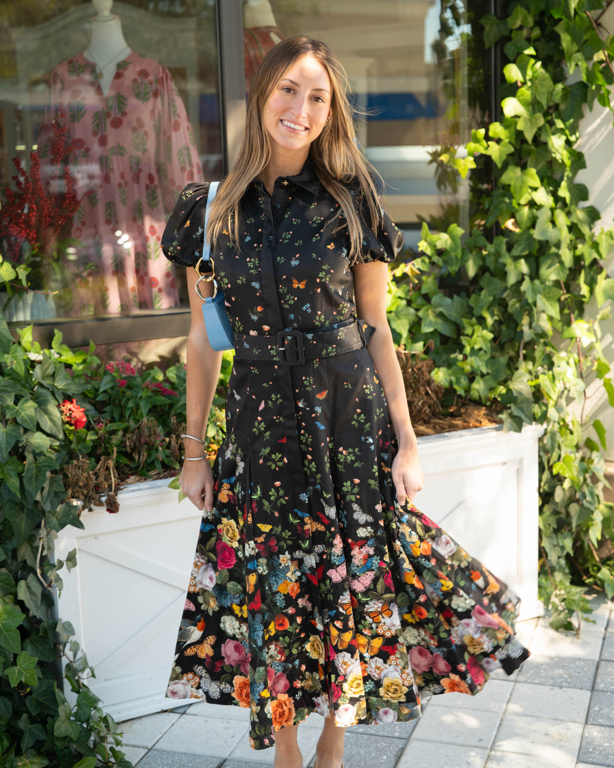 Alice + Olivia Henrietta Belted Midi Dress | Solar Strength Black