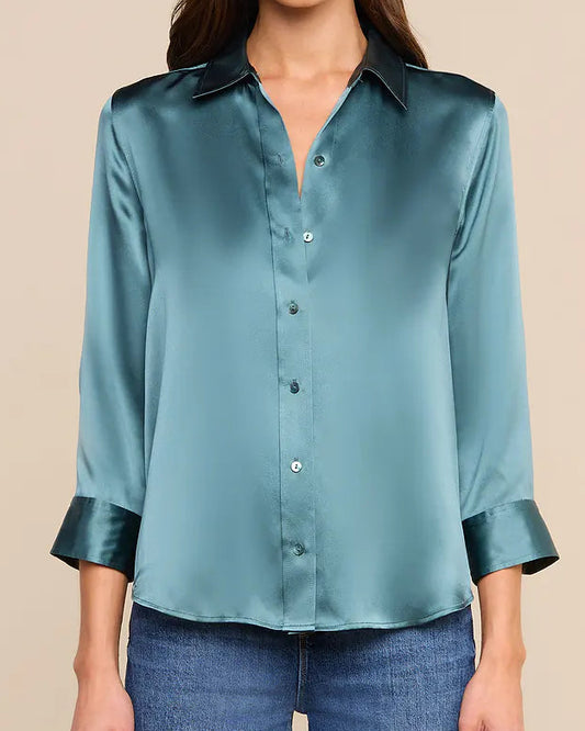 L'Agence Dani Silk Blouse | Cadet Blue