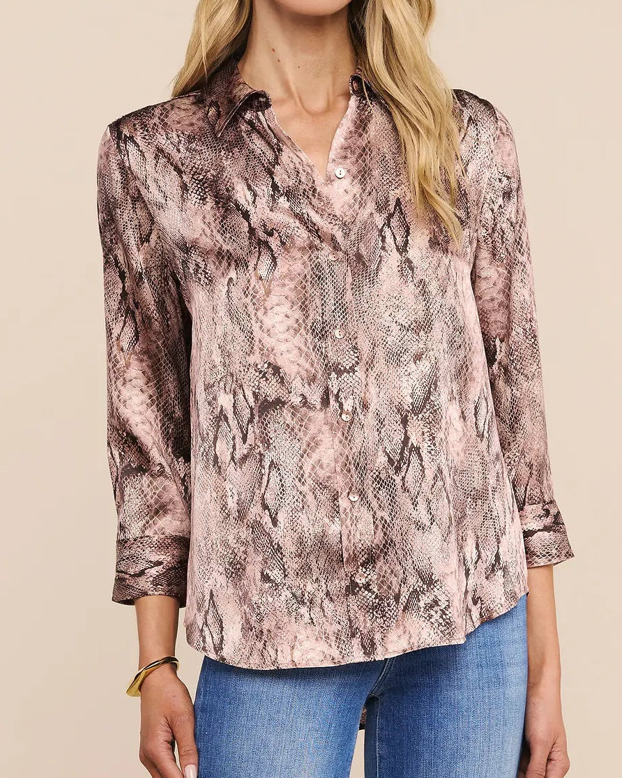 L'Agence Dani Silk Blouse | Mauve Multi Western Snake Print