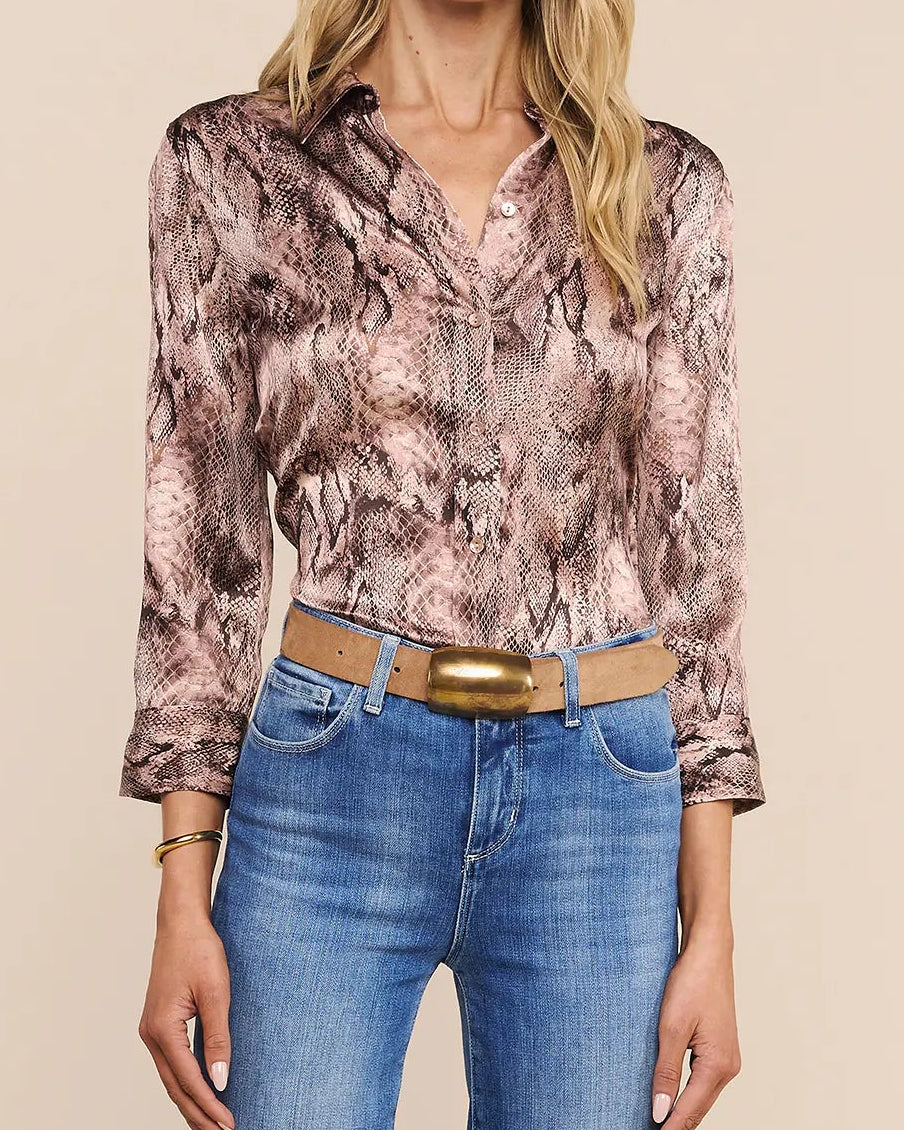 L'Agence Dani Silk Blouse | Mauve Multi Western Snake Print
