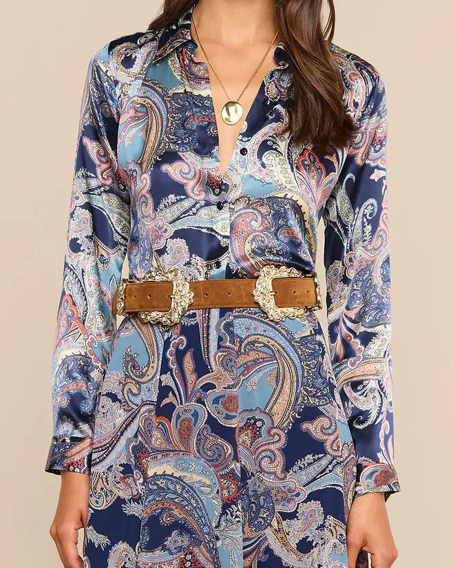 L'Agence Tyler Silk Blouse |. Midnight Multi Besarabian Paisley