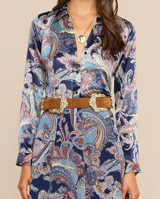 L'Agence Tyler Silk Blouse |. Midnight Multi Besarabian Paisley