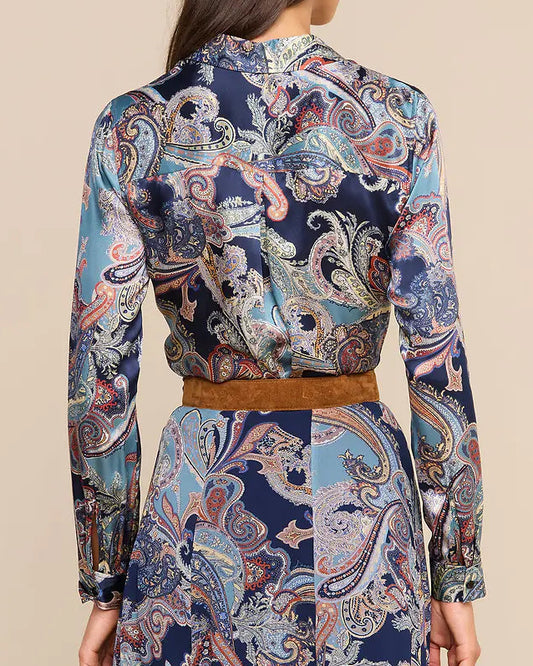 L'Agence Tyler Silk Blouse |. Midnight Multi Besarabian Paisley