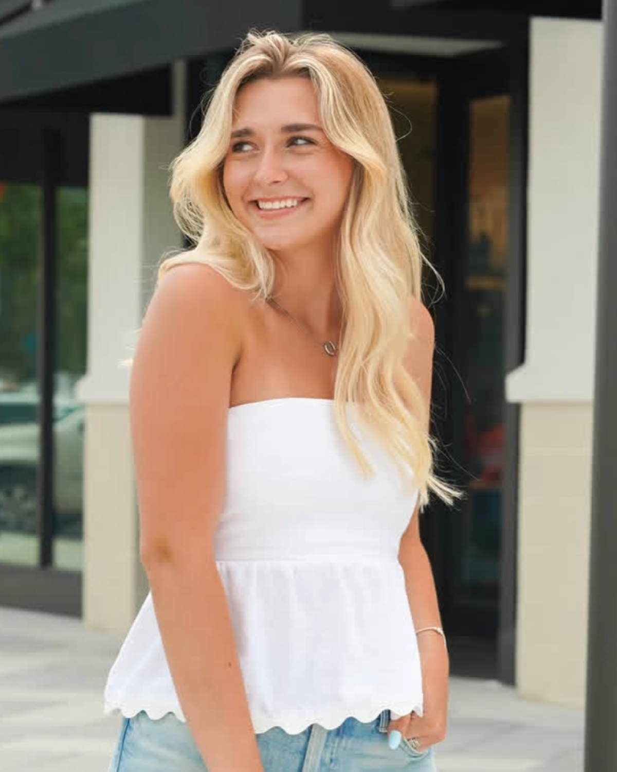 Sundays White Strapless Top