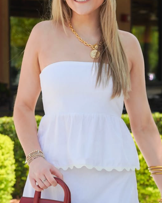 Sundays White Strapless Top
