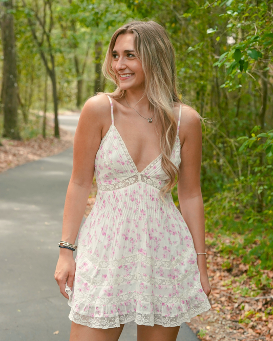 Love Shack Fancy Alonna Blooming Floral Mini Dress | Rustic Orchid